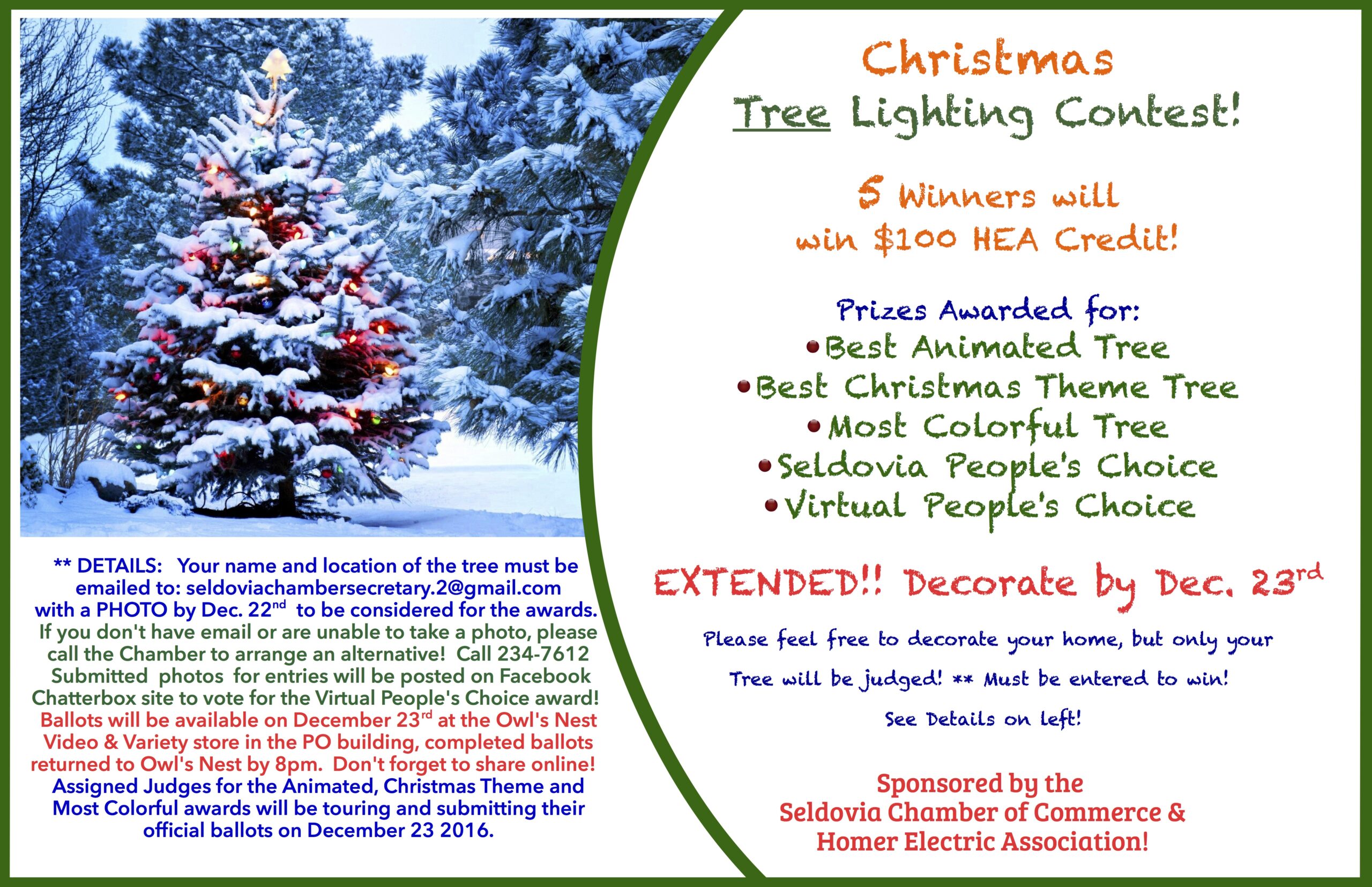 Christmas Tree Decorating Contest Deadline EXTENDED!
