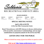 Seldovia Recreational Service Area Meeting